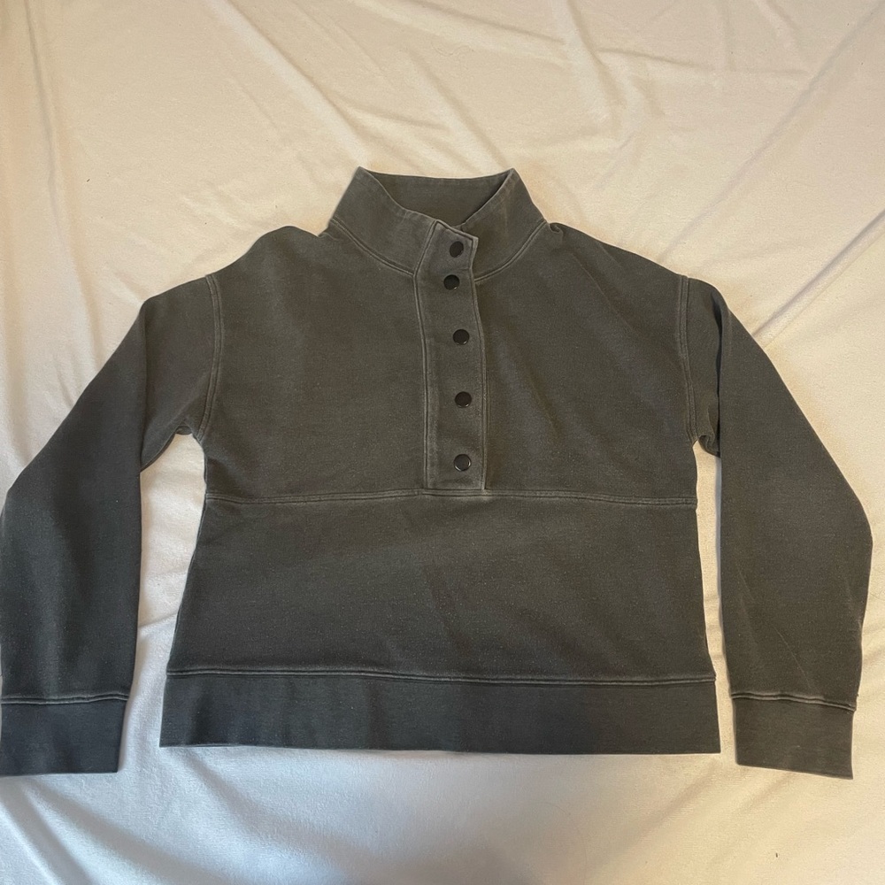 Rails Charcoal Button-Up Turtleneck Sweater